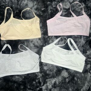 Youth Lace Trim Bralette Set - Cream, Pink, Gray, White